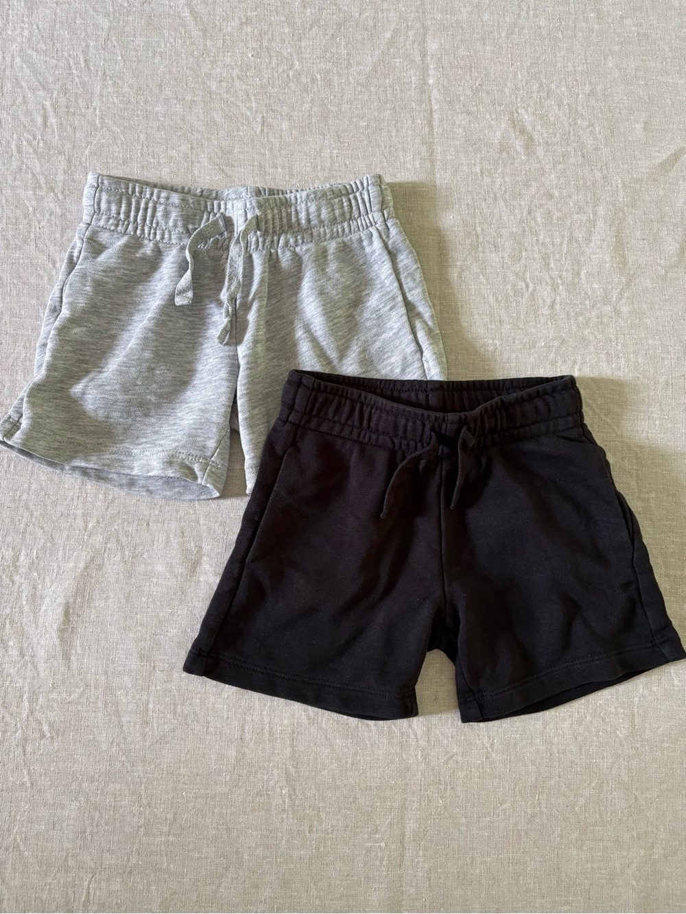 🦖 Toddler Boy Cotton Drawstring Shorts - Black & Light Gray